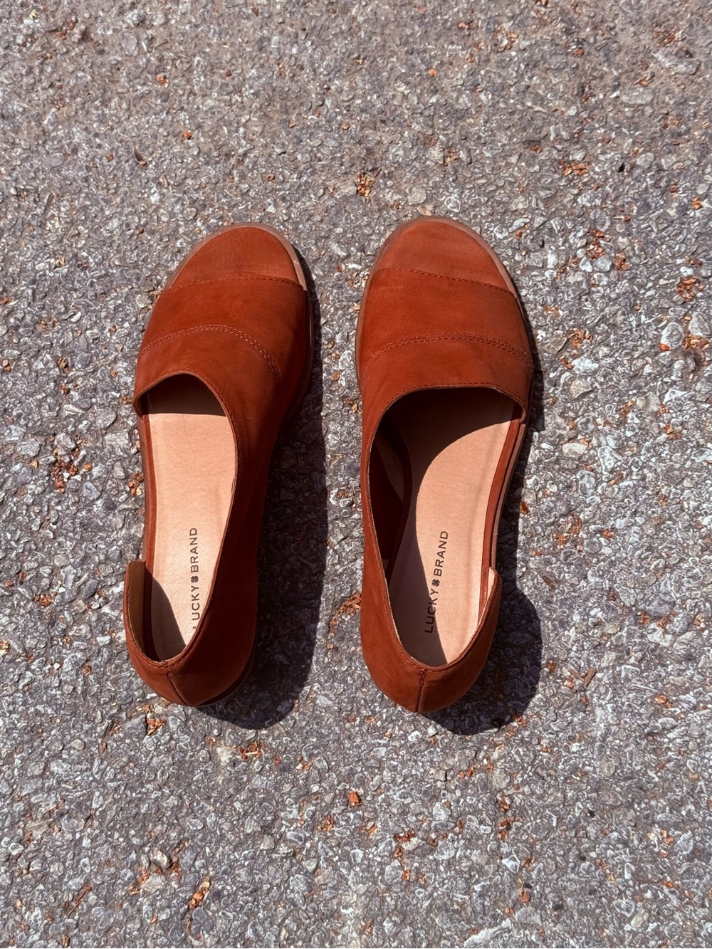 Size 8 Lucky Brand Women's Rust Open Toe Flats